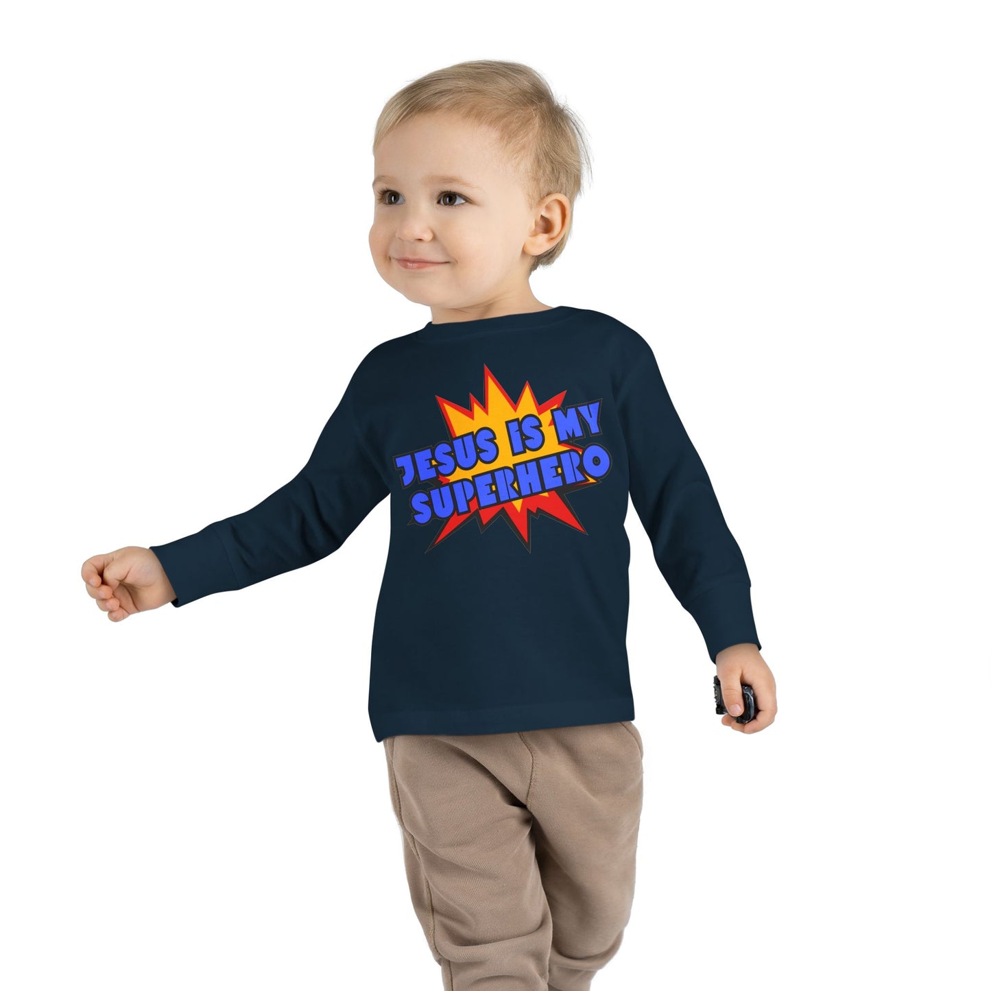 Toddler Jesus Superhero 2T-5T Long Sleeve Shirt
