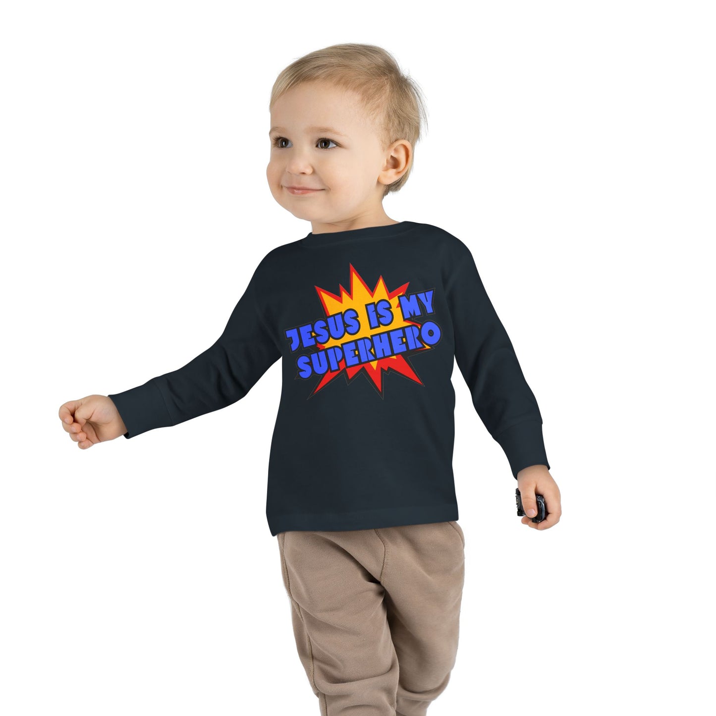 Toddler Jesus Superhero 2T-5T Long Sleeve Shirt