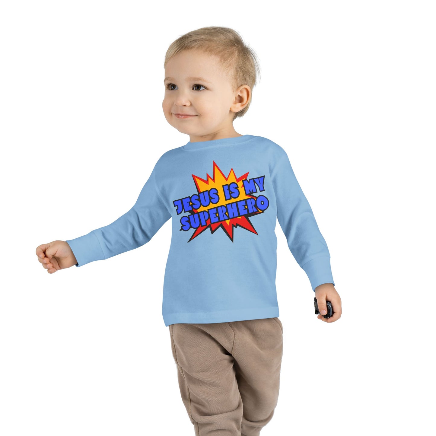 Toddler Jesus Superhero 2T-5T Long Sleeve Shirt